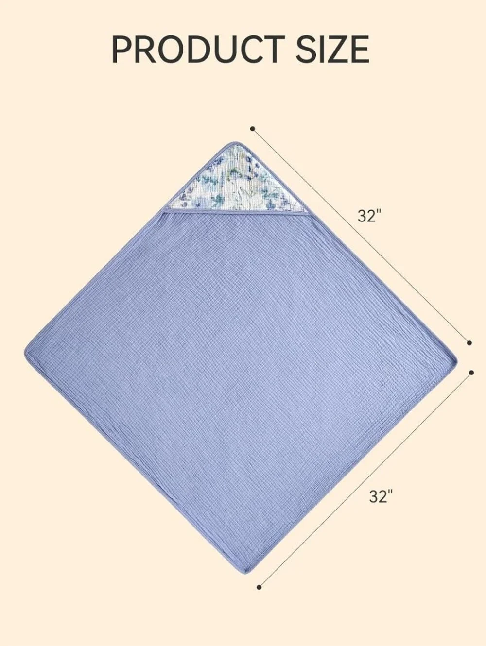 TILLYOU Muslin Hooded Baby Towels for Newborn 2 Pack, 32x32Inch Soft Baby Bath T